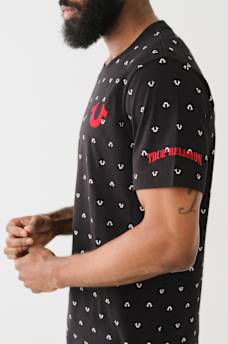 FLOCKED HORSESHOE LOGO PRINT TEE, image 3