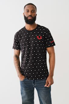 FLOCKED HORSESHOE LOGO PRINT TEE, image 1