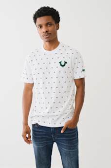 FLOCKED HORSESHOE LOGO PRINT TEE, image 1