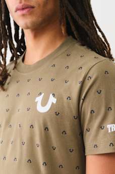 FLOCKED HORSESHOE LOGO PRINT TEE, image 2