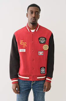 MULTI PATCH FLEECE VARSITY JACKET, image 1