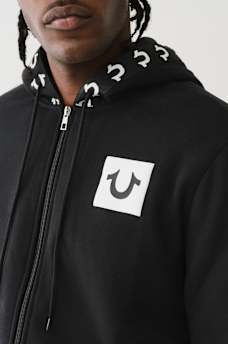 LOGO TAPE TRIM ZIP HOODIE 