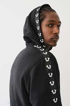 LOGO TAPE TRIM ZIP HOODIE 