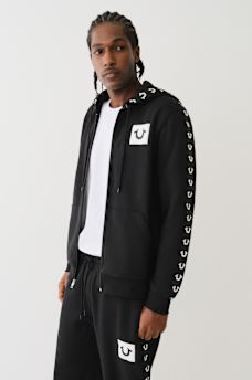 LOGO TAPE TRIM ZIP HOODIE 