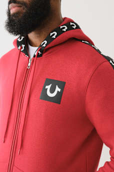 LOGO TAPE TRIM ZIP HOODIE 