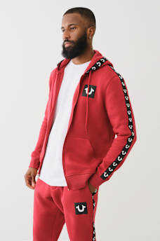LOGO TAPE TRIM ZIP HOODIE 