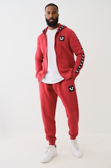 LOGO TAPE TRIM ZIP HOODIE 
