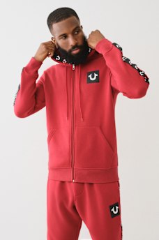 LOGO TAPE TRIM ZIP HOODIE 