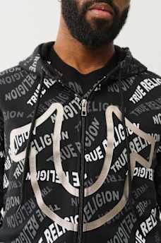 ALLOVER WAVY LOGO ZIP HOODIE, image 2