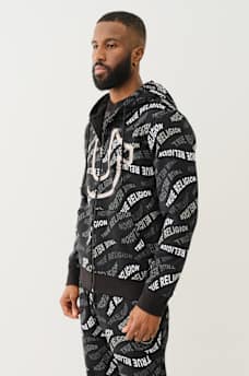 ALLOVER WAVY LOGO ZIP HOODIE, image 3