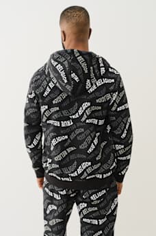 ALLOVER WAVY LOGO ZIP HOODIE, image 4