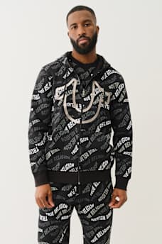 ALLOVER WAVY LOGO ZIP HOODIE, image 1