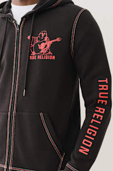 EMBOSSED TRIPLE STITCH ZIP HOODIE, image 2