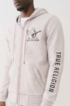 EMBOSSED TRIPLE STITCH ZIP HOODIE, image 2