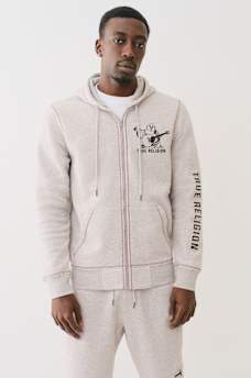EMBOSSED TRIPLE STITCH ZIP HOODIE, image 1