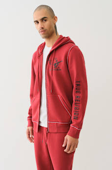EMBOSSED TRIPLE STITCH ZIP HOODIE, image 3