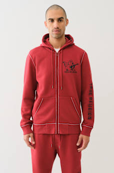 EMBOSSED TRIPLE STITCH ZIP HOODIE, image 1