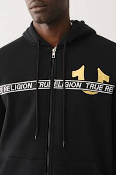 METALLIC LOGO TAPE TRIM ZIP HOODIE, image 1