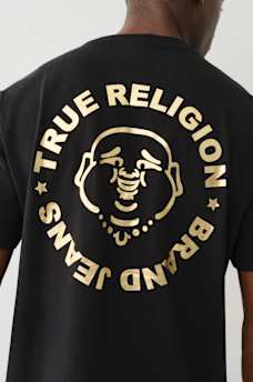 CAMISETA DE CUELLO REDONDO CON LOGOTIPO MET&Aacute;LICO DE BUDDHA ESTAMPADO