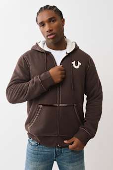 SHERPA PUFF PRINT LOGO ZIP HOODIE