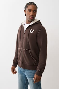 SHERPA PUFF PRINT LOGO ZIP HOODIE