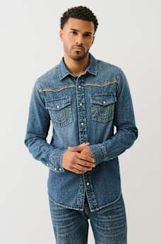 WESTERN CHAMBRAY LONG SLEEVE SHIRT, image 1