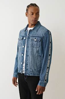 LOGO TAPING DENIM JACKET, image 1