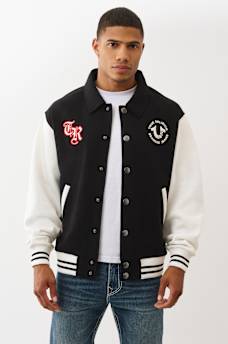 COLLARED PATCH FLEECE VARSITY JACKET, image 2