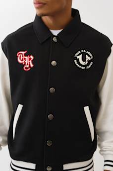 COLLARED PATCH FLEECE VARSITY JACKET, image 3