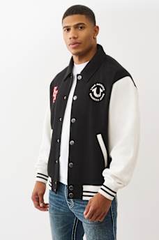 COLLARED PATCH FLEECE VARSITY JACKET, image 5