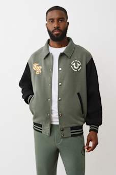 COLLARED PATCH FLEECE VARSITY JACKET, image 3