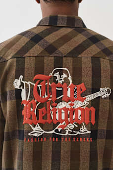LOGO PATCH BRUSHED FLANNEL SHIRT