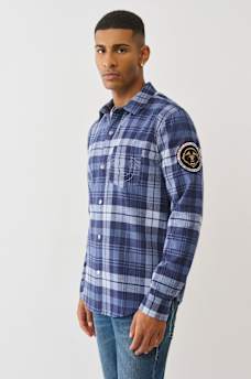 LOGO PATCH BRUSHED FLANNEL SHIRT, image 3