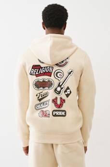EMBROIDERED PATCH HORSESHOE ZIP HOODIE, image 1