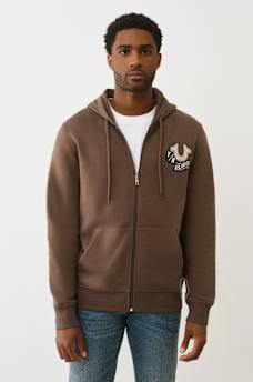 EMBROIDERED PATCH HORSESHOE ZIP HOODIE