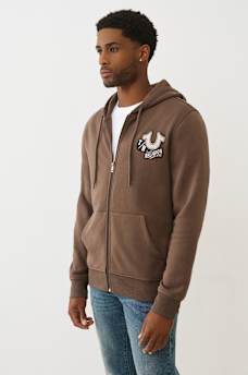 EMBROIDERED PATCH HORSESHOE ZIP HOODIE