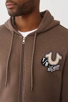EMBROIDERED PATCH HORSESHOE ZIP HOODIE
