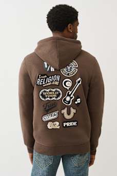 EMBROIDERED PATCH HORSESHOE ZIP HOODIE