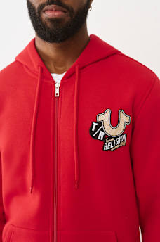 EMBROIDERED PATCH HORSESHOE ZIP HOODIE