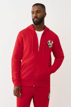 EMBROIDERED PATCH HORSESHOE ZIP HOODIE
