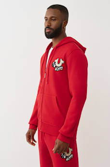 EMBROIDERED PATCH HORSESHOE ZIP HOODIE