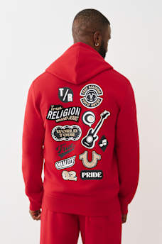 EMBROIDERED PATCH HORSESHOE ZIP HOODIE