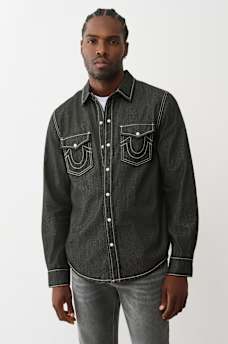 CHAMBRAY LOGO LONG SLEEVE SHIRT, image 2