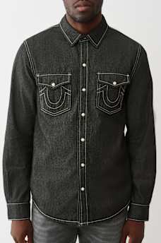 CHAMBRAY LOGO LONG SLEEVE SHIRT, image 4