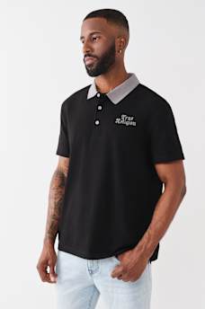 CONTRAST COLLAR LOGO POLO SHIRT