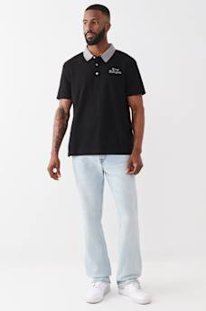 CONTRAST COLLAR LOGO POLO SHIRT