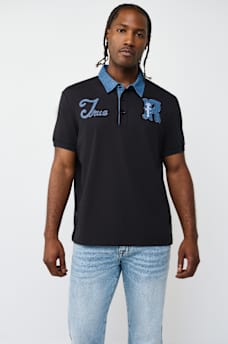DENIM JERSEY POLO, image 1
