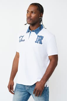 DENIM JERSEY POLO, image 3