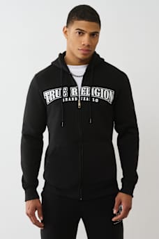 GLOSSY ARCHED LOGO ZIP HOODIE, image 2