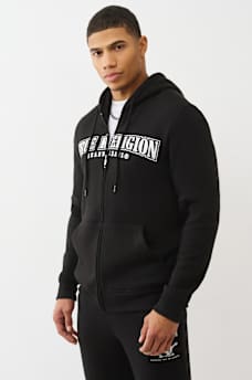 GLOSSY ARCHED LOGO ZIP HOODIE, image 3